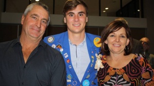 Rotary Youth Exchange student Antoine de Landlade with his host parents Malcolm and Jeanette Sibley.