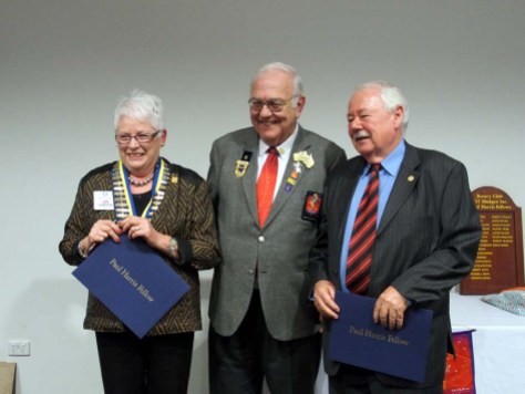 Des Dowdy and Jan O'Brien were recipients of Paul Harris Fellow